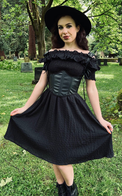 Hilda - Dark Plaid Cottage Dress - READY TO SHIP
