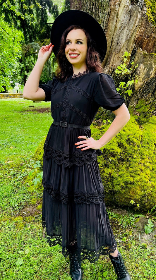 Annabel - Romantic Cottage Goth Tiered Dress - PRE-ORDER