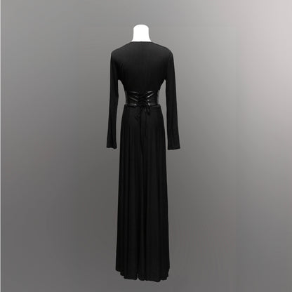 Blair - Jersey Maxi Dress with Vegan Leather Corset Waist - READY TO SHIP