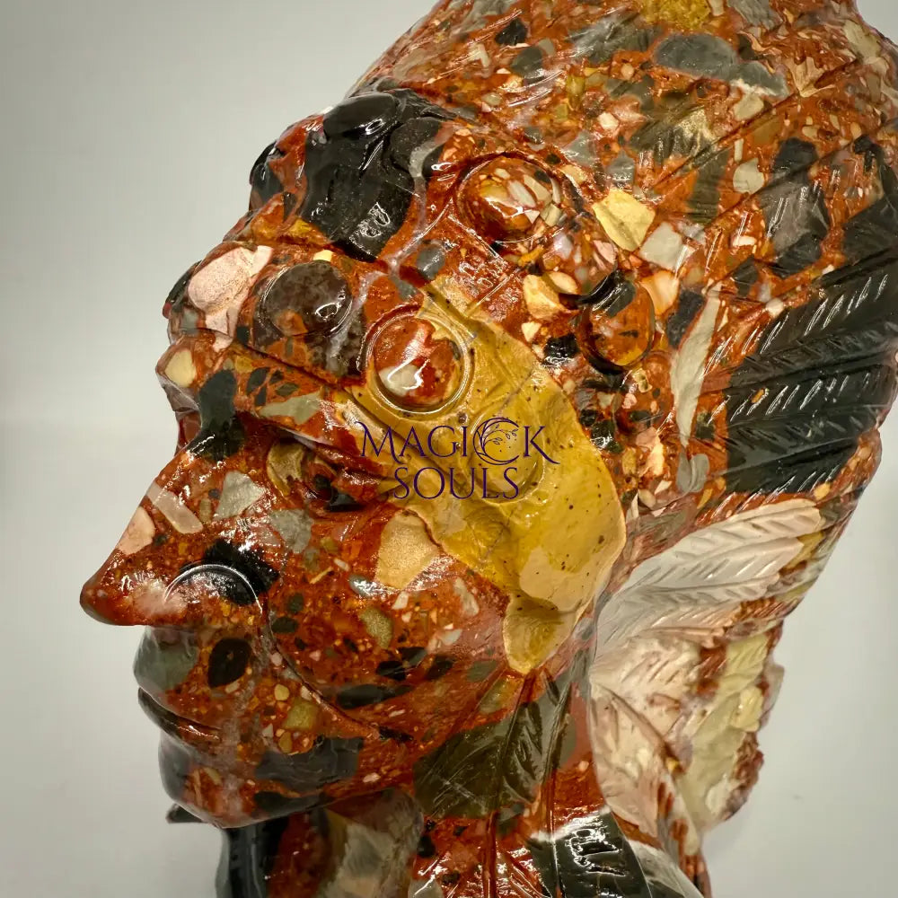 Brecciated Jasper Chief Indian Head Carving