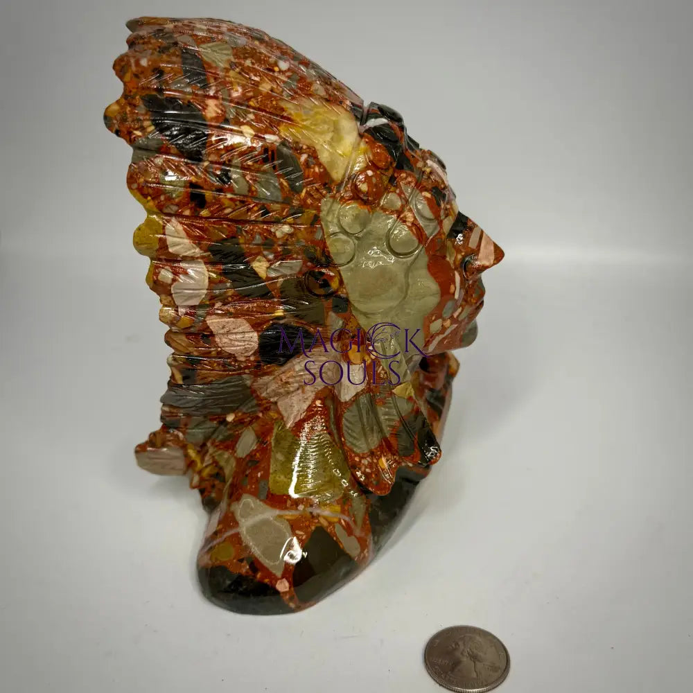 Brecciated Jasper Chief Indian Head Carving