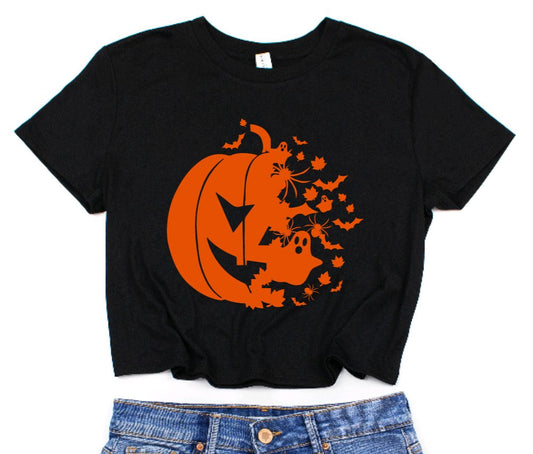 Halloween Pumpkin Cropped T-Shirt