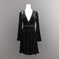 Nyx - Bell Sleeved Velvet Damask Dress with Harness - READY TO SHIP!