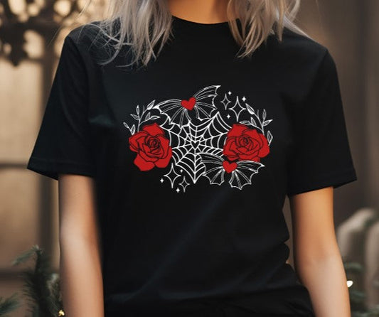 Webbed Heart Roses - Available in T-Shirt, Pullover, Hoodie, Tank or Long Sleeve