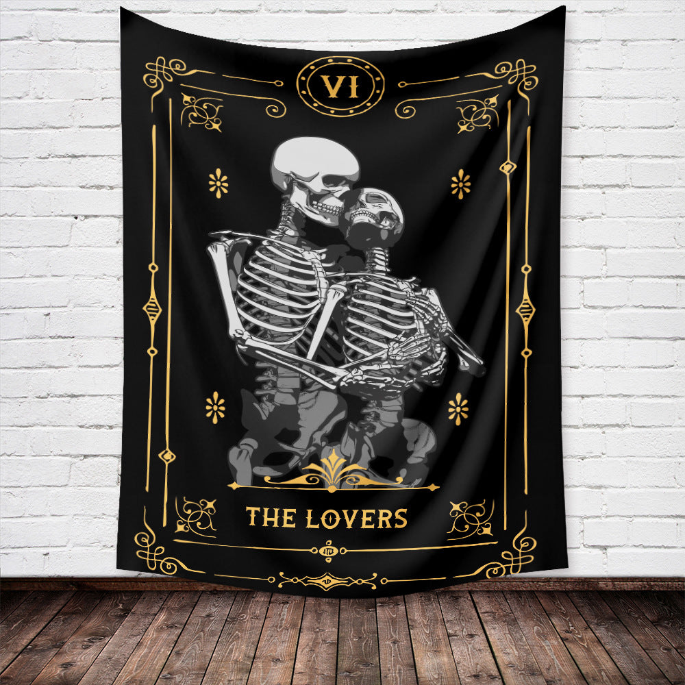 Skull Tarot Card Tapestry Wall Hanging