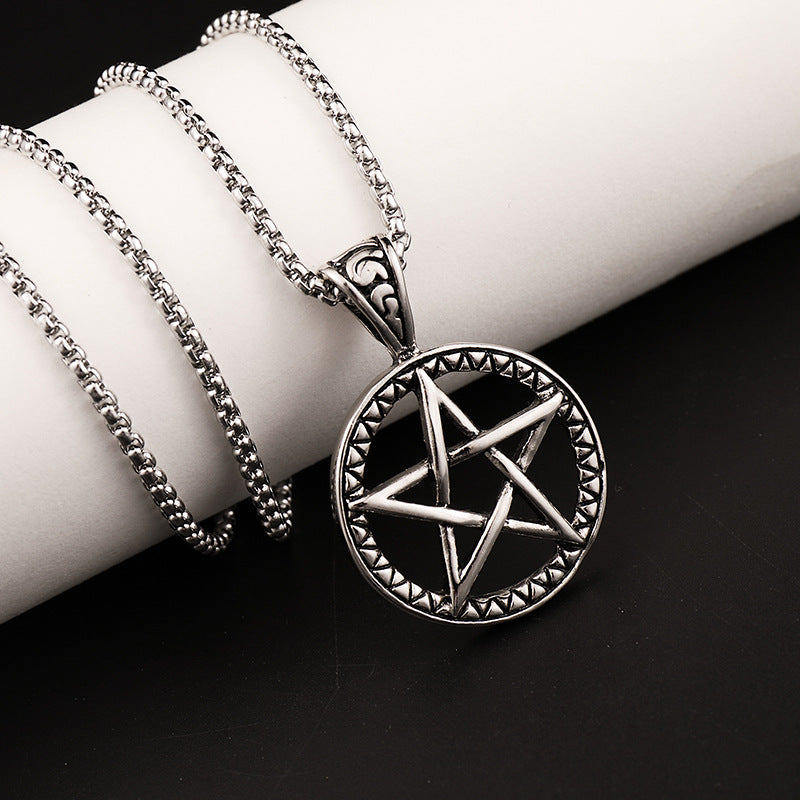 Angular Pentagram Pendant Necklace