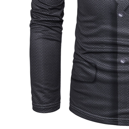 3D Suit Uniform Print Long Sleeve T-shirt