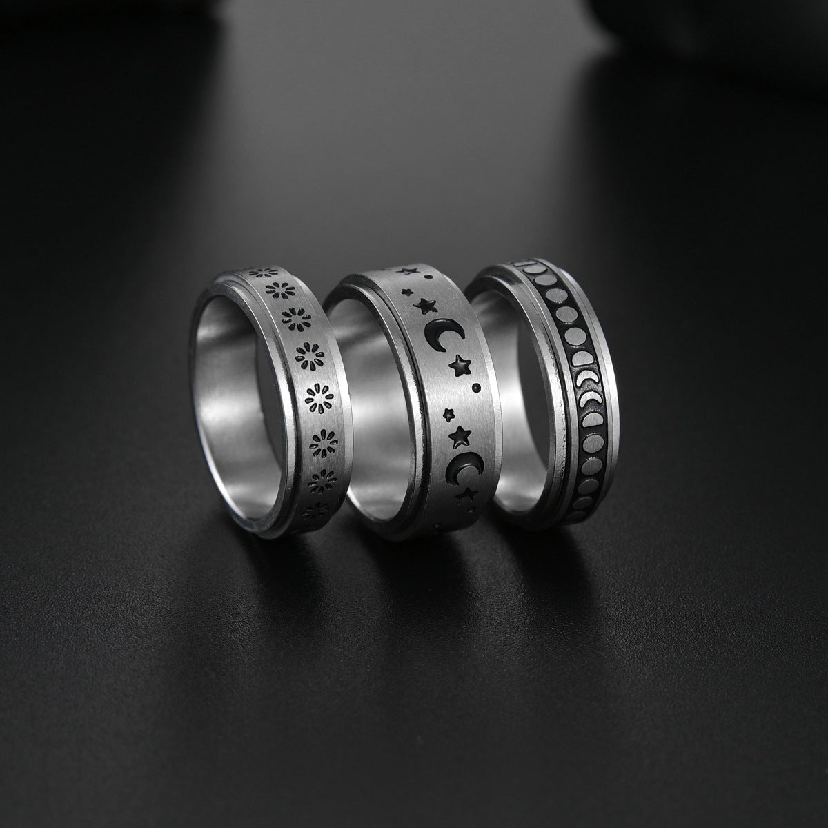 The Stars And The Moon Titanium Rotation Ring