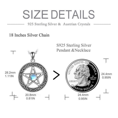 Pentagram Sterling Silver Celtic Moonstone Necklace