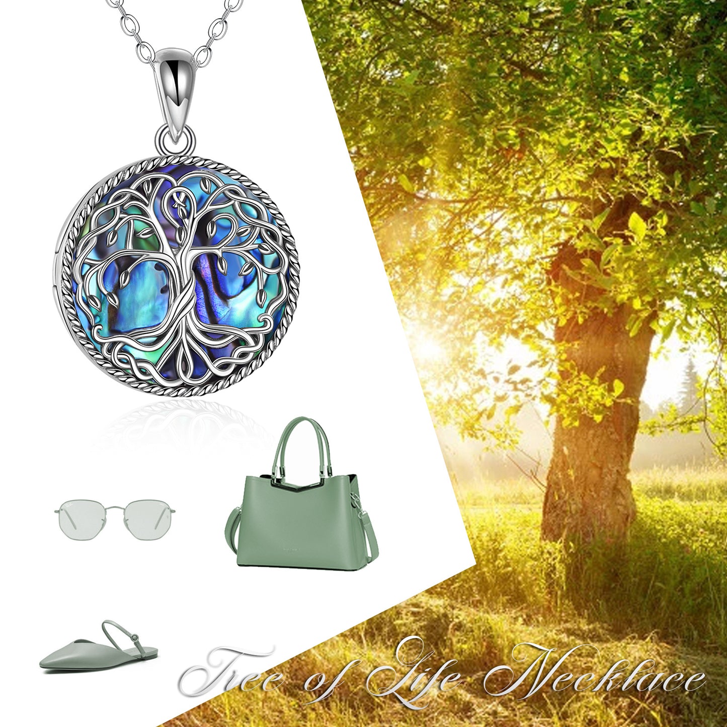 Tree of Life Sterling Silver and Abalone Shell Locket