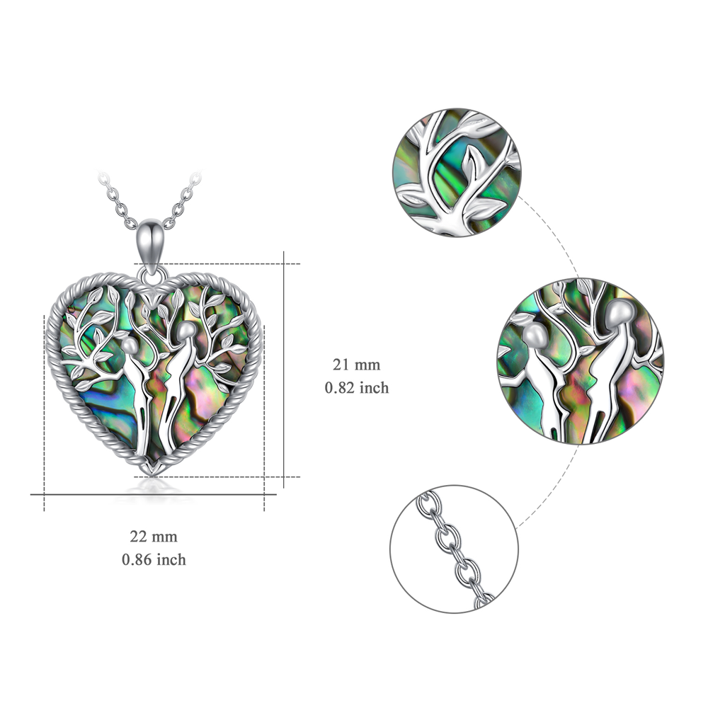 Tree of Life Sterling Silver and Abalone Shell Couples Pendant