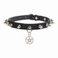 Spiked Gothic Pentagram Leather Collar Choker