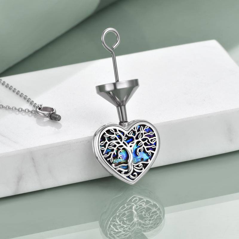 Tree of Life Sterling Silver and Abalone Shell Heart Urn Locket