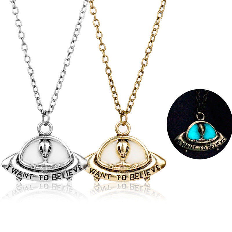 Alien Spaceship Luminous Necklace