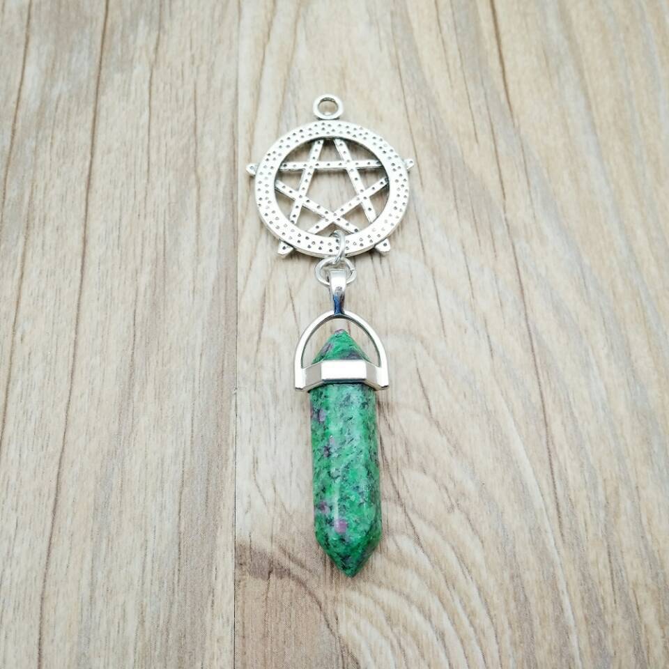 Pentagram Gemstone Crystal Pendant Necklace