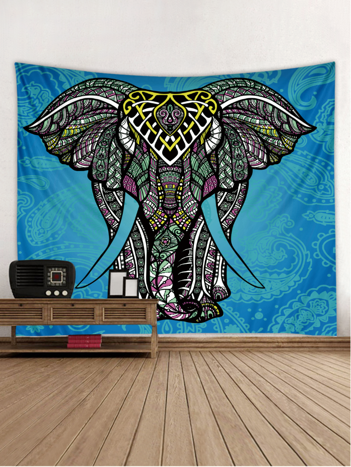 Psychedelic Elephant Tapestry Wall Hanging