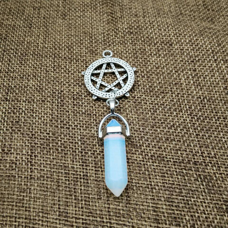 Pentagram Gemstone Crystal Pendant Necklace