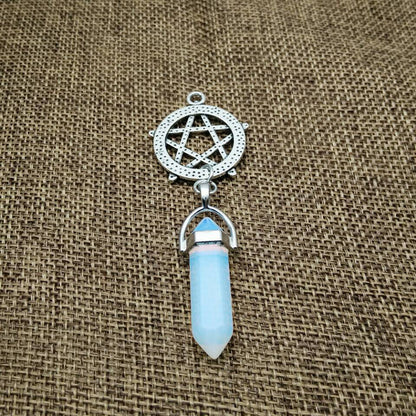 Pentagram Gemstone Crystal Pendant Necklace