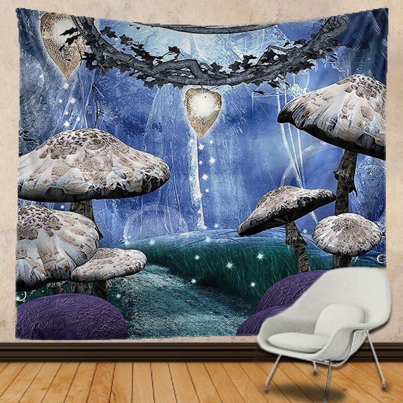 Trippy Grey Mushrooms Tapestry Wall Hanging