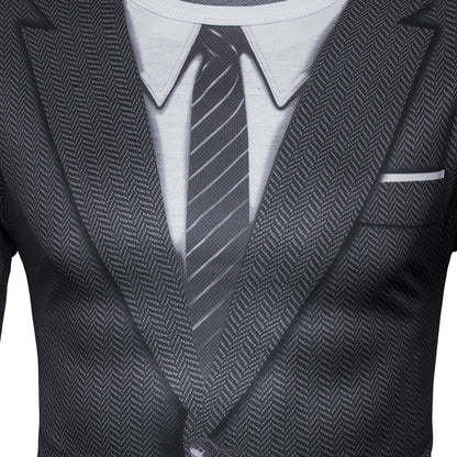 3D Suit Uniform Print Long Sleeve T-shirt
