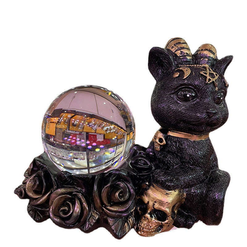 Black Cat Gothic Style Crystal Ball Stand