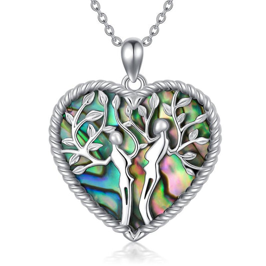 Tree of Life Sterling Silver and Abalone Shell Couples Pendant