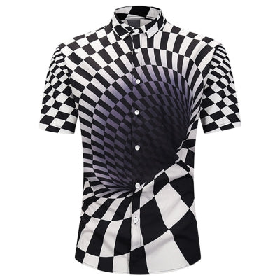 3D Illusion Vortex Printed Button T-shirt