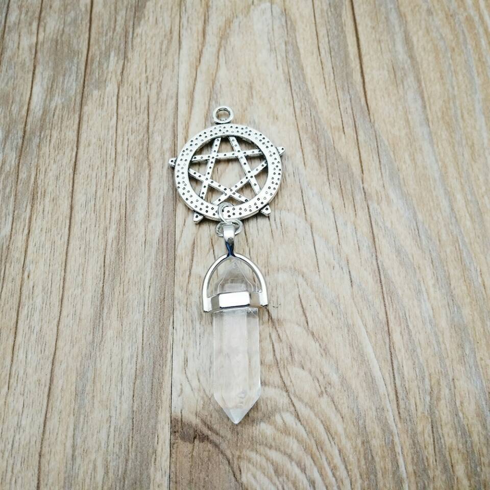 Pentagram Gemstone Crystal Pendant Necklace