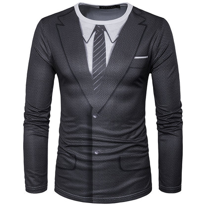 3D Suit Uniform Print Long Sleeve T-shirt