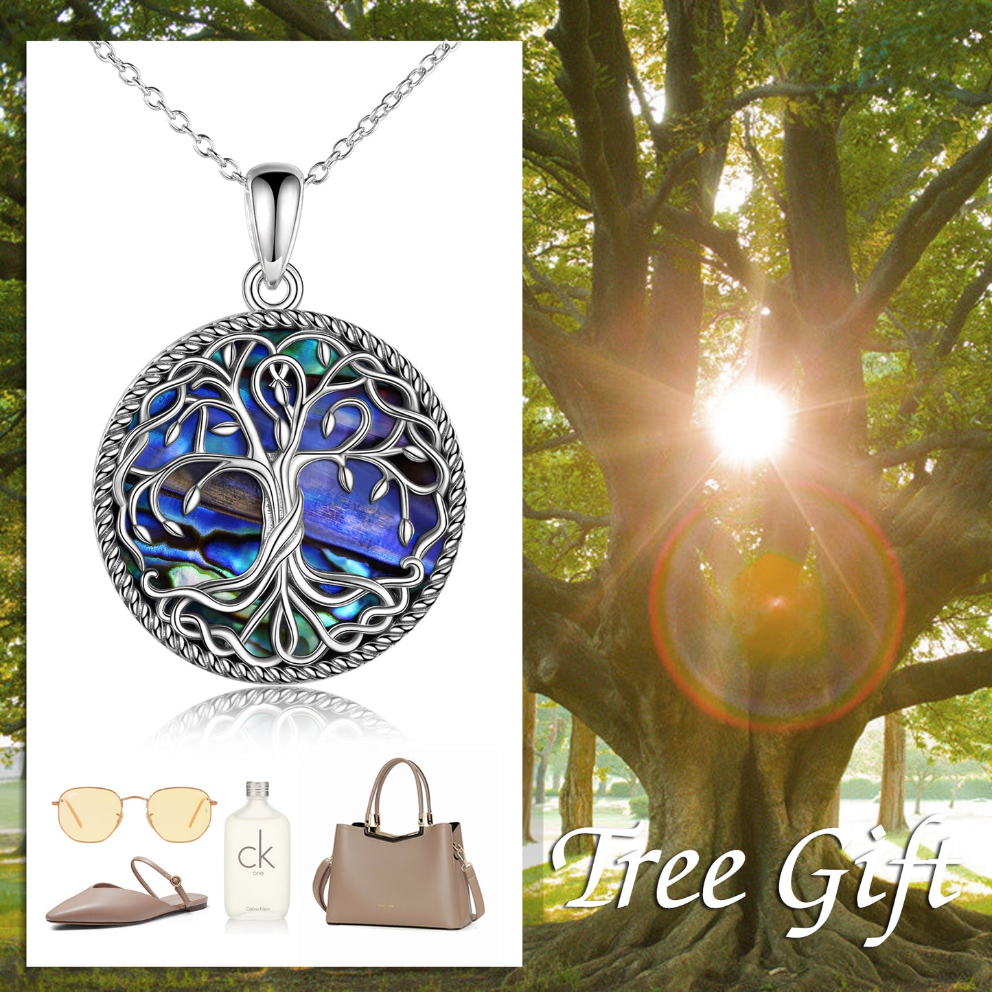 Tree of Life Sterling Silver and Abalone Shell Pendant