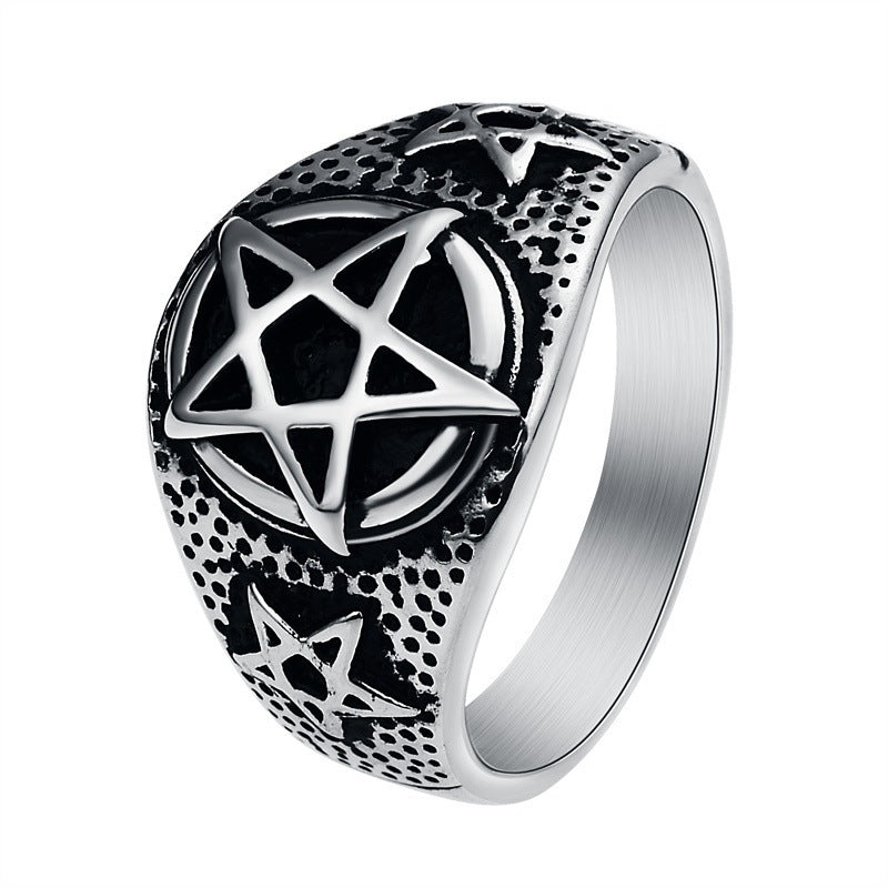 Gothic Punk Pentagram Ring