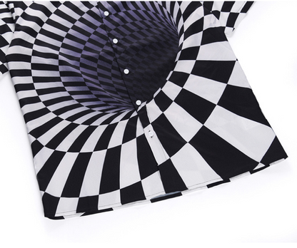 3D Illusion Vortex Printed Button T-shirt