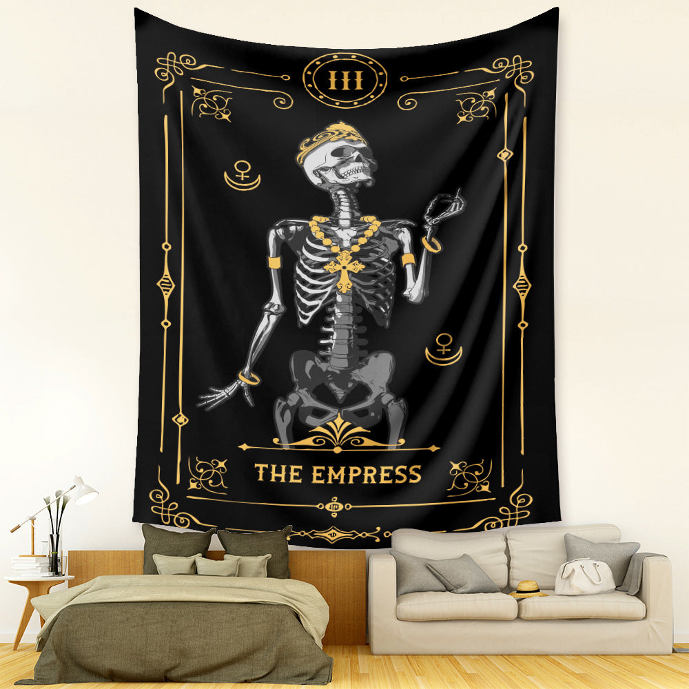 Skull Tarot Card Tapestry Wall Hanging