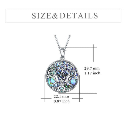 Triple Moon Goddess Sterling Silver and Abalone Shell Pentagram Pendant