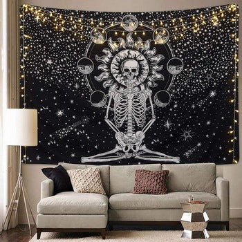 Buddah Skeleton Tapestry Wall Hanging