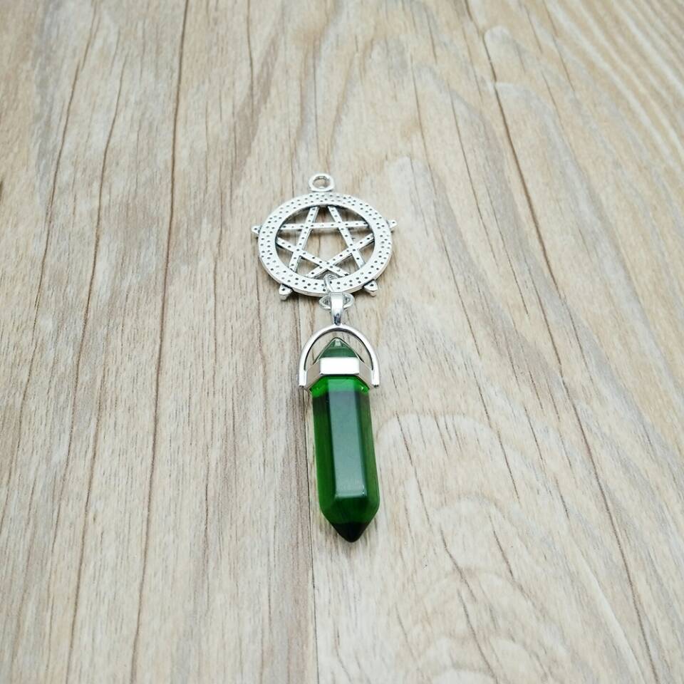 Pentagram Gemstone Crystal Pendant Necklace