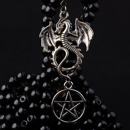 Gothic Dragon Pentagram Pagan Earrings