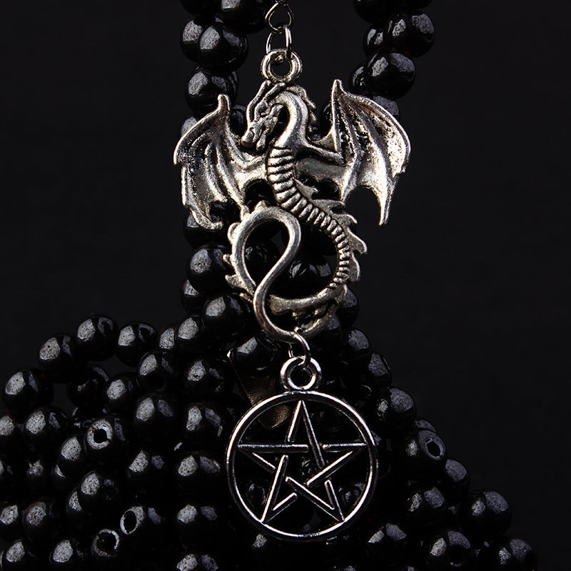 Gothic Dragon Pentagram Pagan Earrings