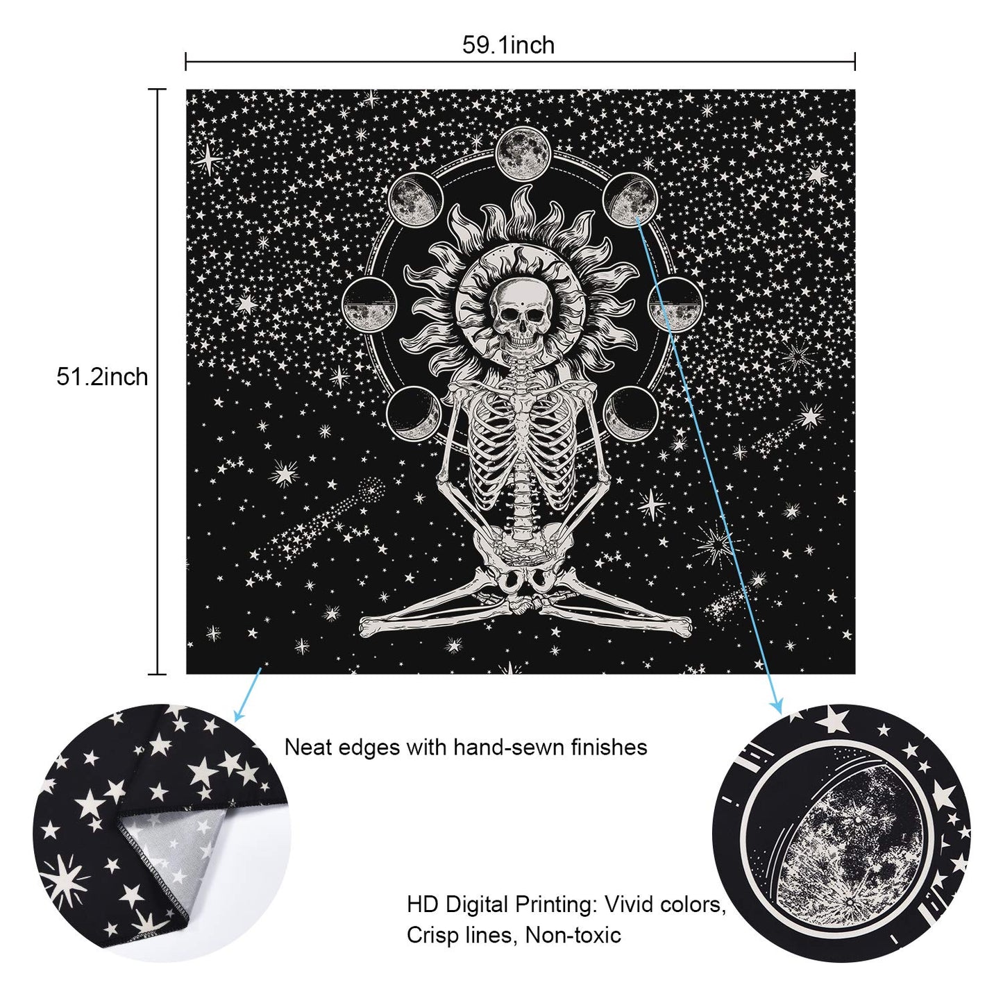 Buddah Skeleton Tapestry Wall Hanging