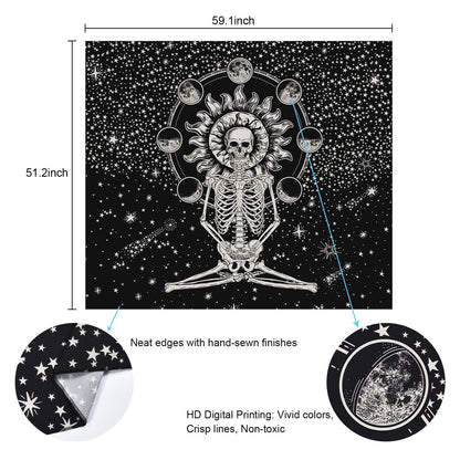 Buddah Skeleton Tapestry Wall Hanging