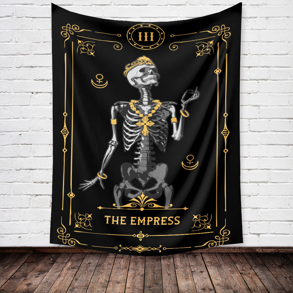 Skull Tarot Card Tapestry Wall Hanging