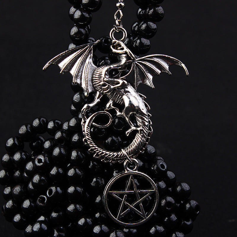 Gothic Dragon Pentagram Pagan Earrings