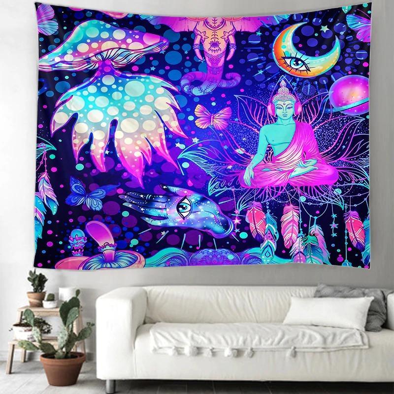 Psychedelic Mushroom Meditation Tapestry Wall Hanging