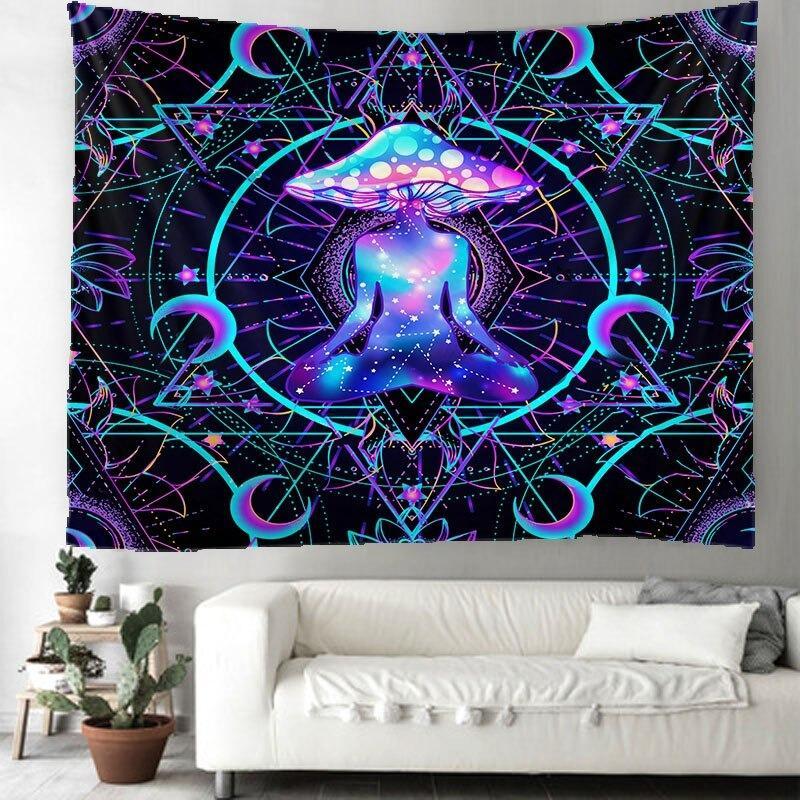 Meditative Mushroom Tapestry Wall Hanging